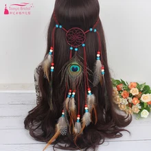 Богемный Цыганский Хиппи Стиль Свадебный головной убор с пером регулируемые пляжные аксессуары ZH033