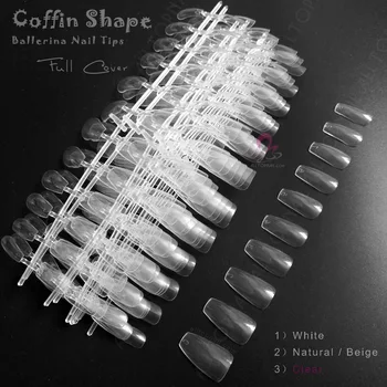 

Clear False Nail Tips 240pcs Coffin Shape False Nail Tips Full Cover Ballerina False Nails