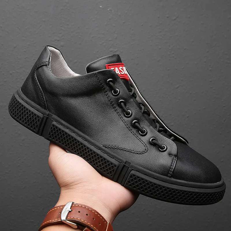 Noir Et Blanc À Baskets De Voyage blanc Mâle Chaussures Respirantes Décontractées Lacets Hommes Marque Marche Véritable Appartements Air En Conception Cuir Plein Noir rdeWBCEQox
