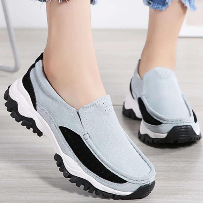

Woman Suede Hole Loafers Casual Breathable Soft Driving Ballet Slip on Female outside Footwear Ladies Shoes Zapatos Mujer 1889W