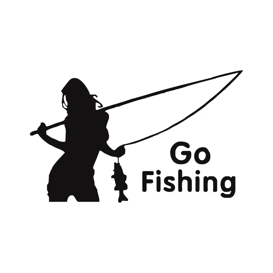 Cunymagos Outdoor Sports Car Stickers GO FISHING Beauty Fishing Decorative Stickers Car Styling Wall Motorcycle Sticker 15CM9CM (3)