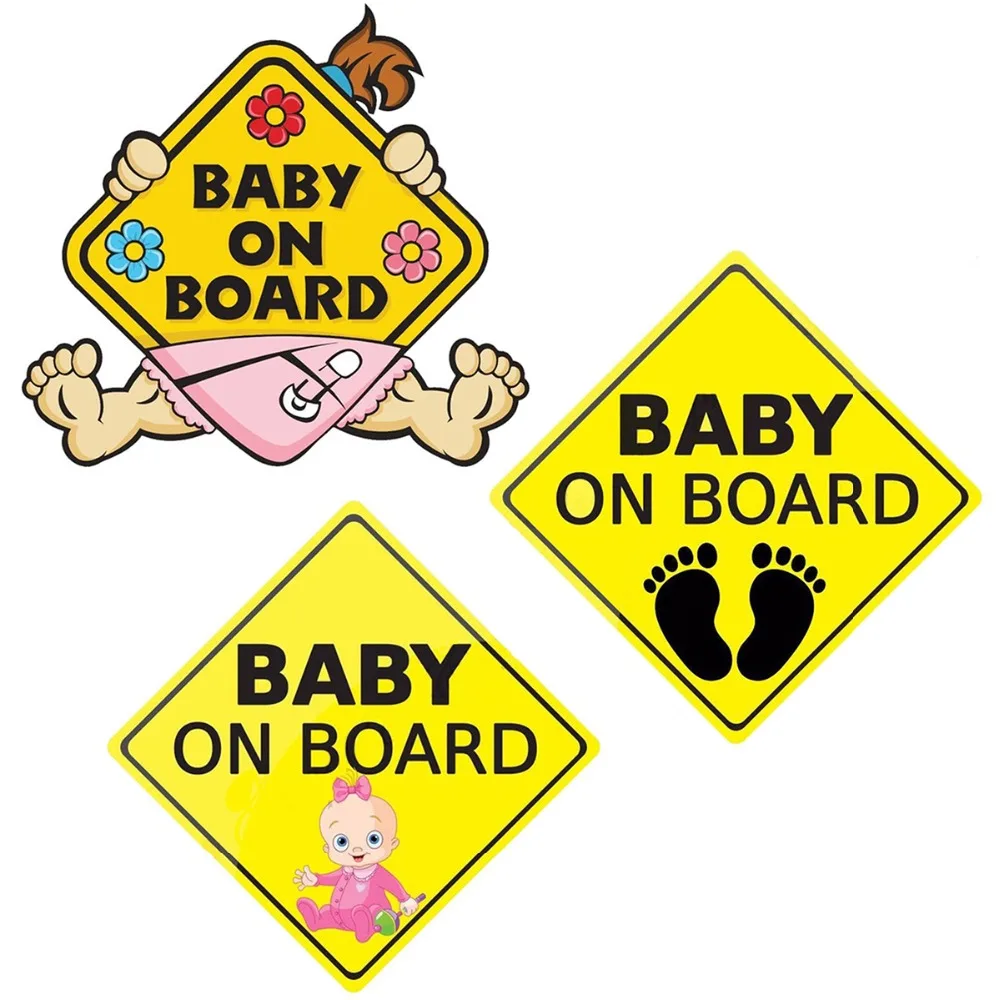 

BABY ON BOARD Reflective Child Car Stickers Warning Decals Cartoon Stickers Baby In Car Warming Car-Sticker