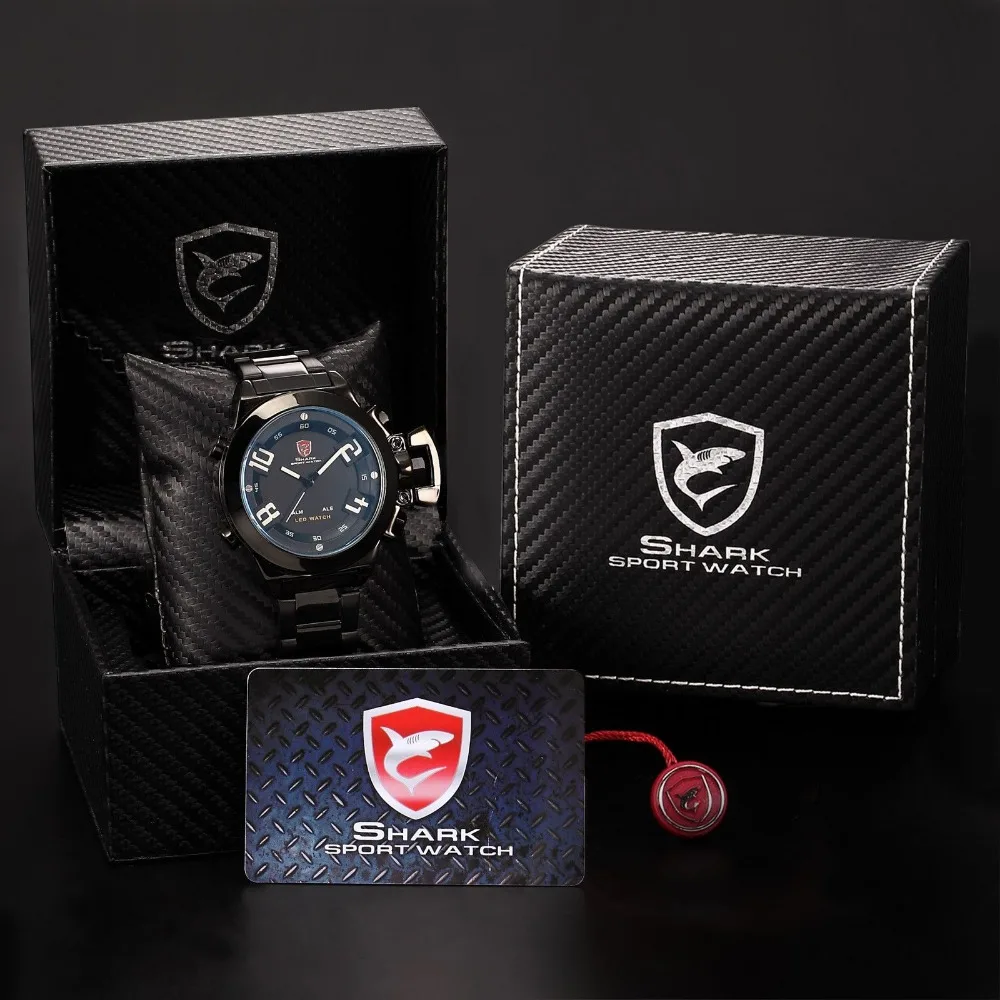 Luxury Package Great White Shark Big Face Watch For Men Full Steel
