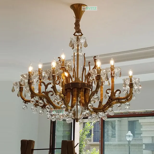 European Crystal Chandelier All Copper Chandeliers Living Room European Crystal Chandelier All Copper Chandeliers Living Room Candle Led Lamps Restaurant Pure Gold Luxury
