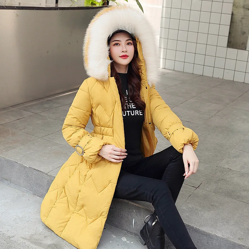 Осенне-зимняя женская куртка средней длины с длинным рукавом Женская куртка-пуховик 6908 - Цвет: Цвет: желтый