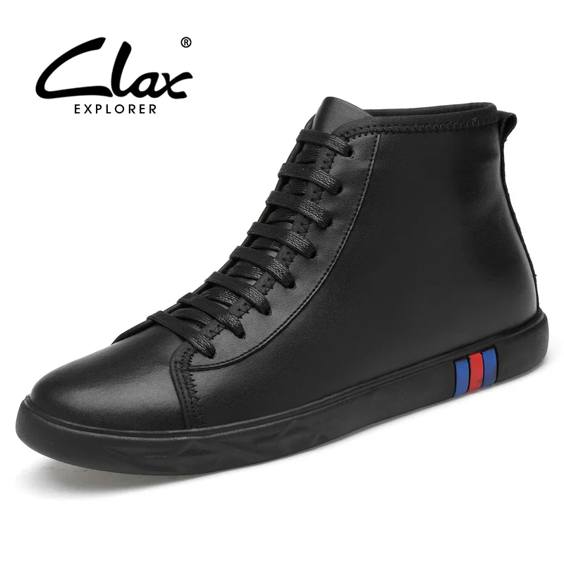 Clax Fur Branco Inverno Fur Pelúcia Fur Homme Botas Masculino Couro Andando black De No white Neve Casual Sapato Peles Chaussure White Preto Quente Calçado Homens rqS7wr