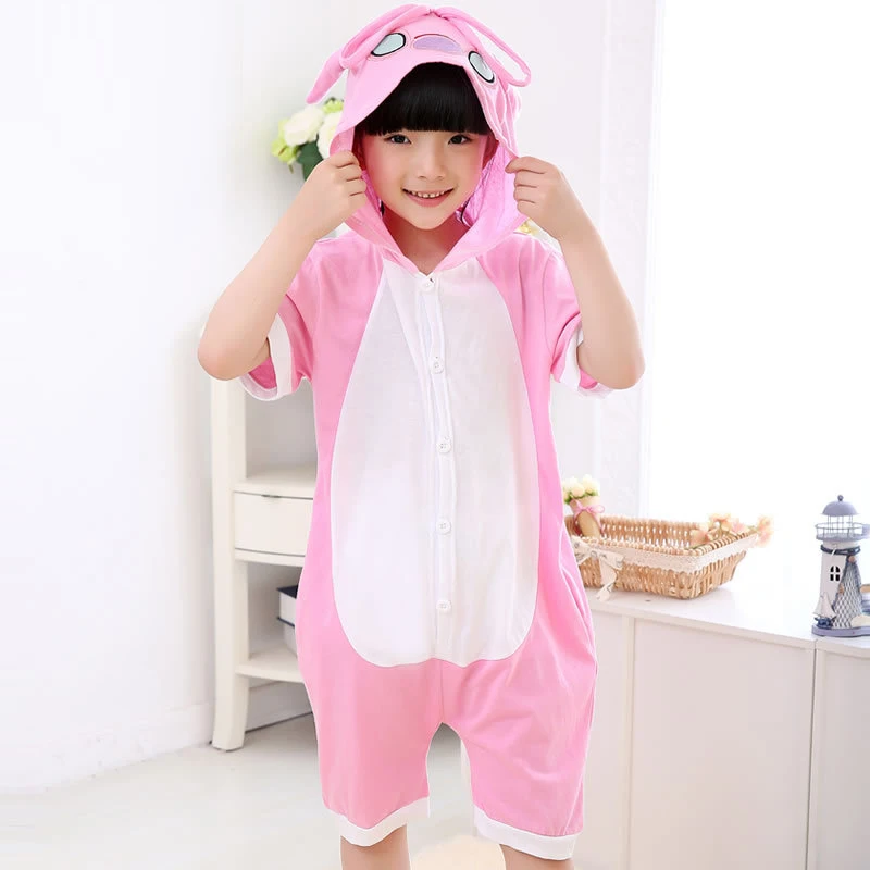 pink Stich Kingurumi и единорогом для девочек Семейные пижамы кигуруми комбинезоны комбинезон Рождество детское одеяло "Панда" Фланелевая Пижама - Цвет: pink Stich
