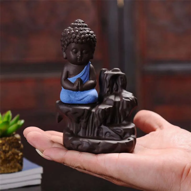 

2019 Little Monk Small Buddha Censer Incense Cones Burner Creative Home Decor Backflow Incense Burner Use In Home Teahouse