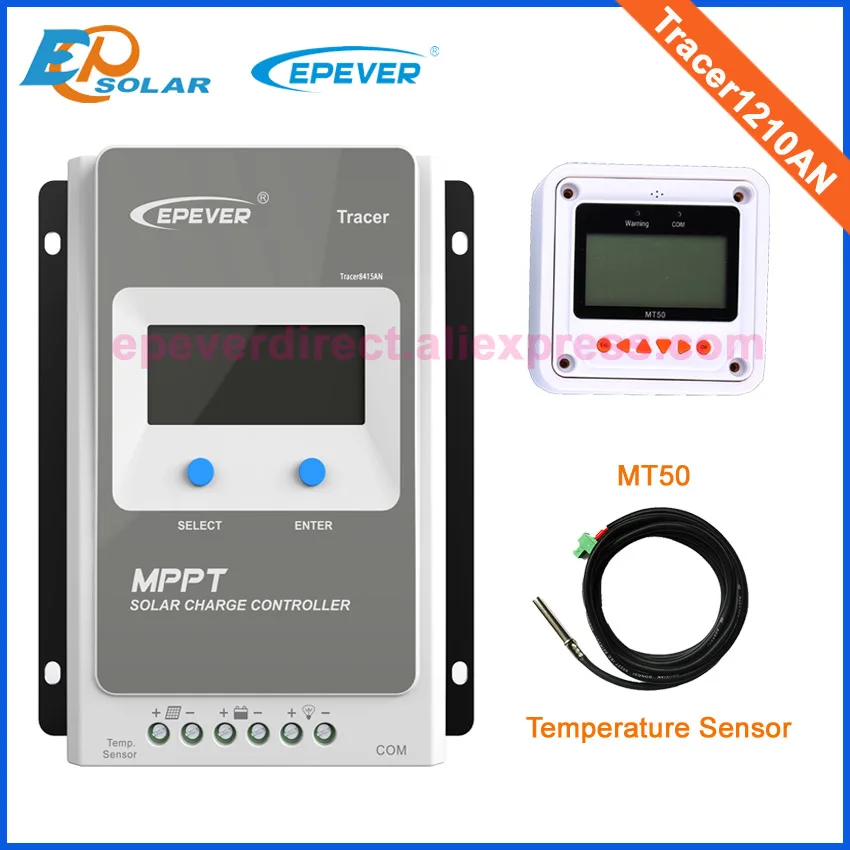 

Mini solar charge controller built in lcd display mppt Tracer1210A 12v 24v auto work with temperature sensor and MT50
