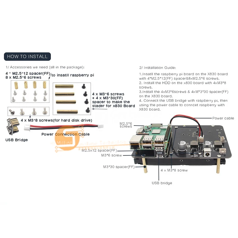 Raspberry Pi 3 Model B+(плюс) SATA 3,5 дюймов HDD жесткий диск хранения Плата расширения X830 модуль расширения для Pi3 B+/3B/2B/B