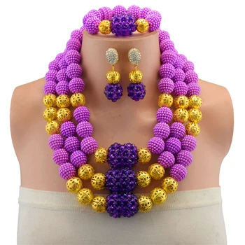 

Women Gift African Jewelry Set Purple Nigerian Wedding Beads Crystal Bridal Jewelry Sets Free Shipping