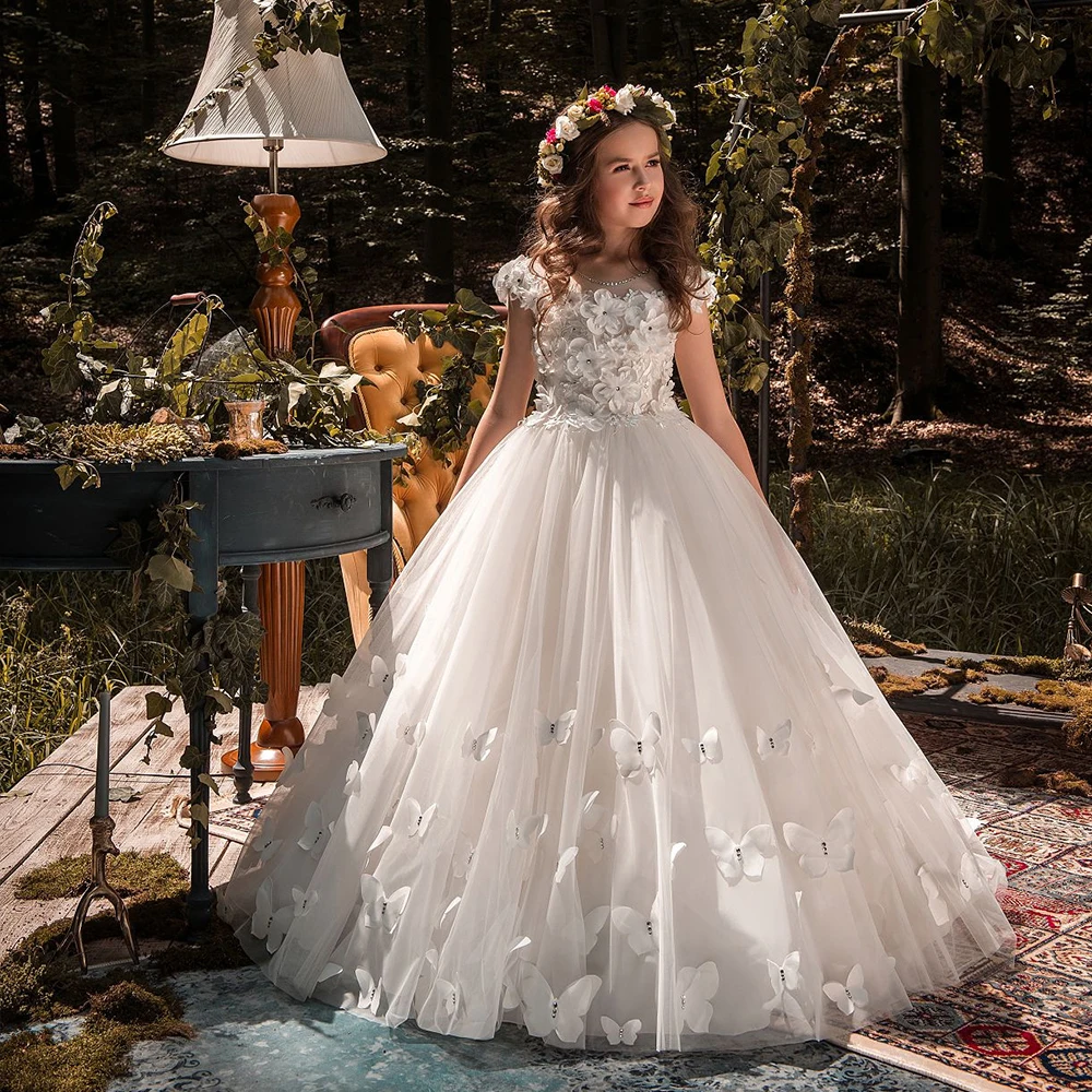 Amazon.com: Flower Girl Dress Tulle Princess Pageant Dresses for Girls Lace Ball  Gown First Communion Dresses Flower Girl Dresses Blush 2: Clothing, Shoes &  Jewelry