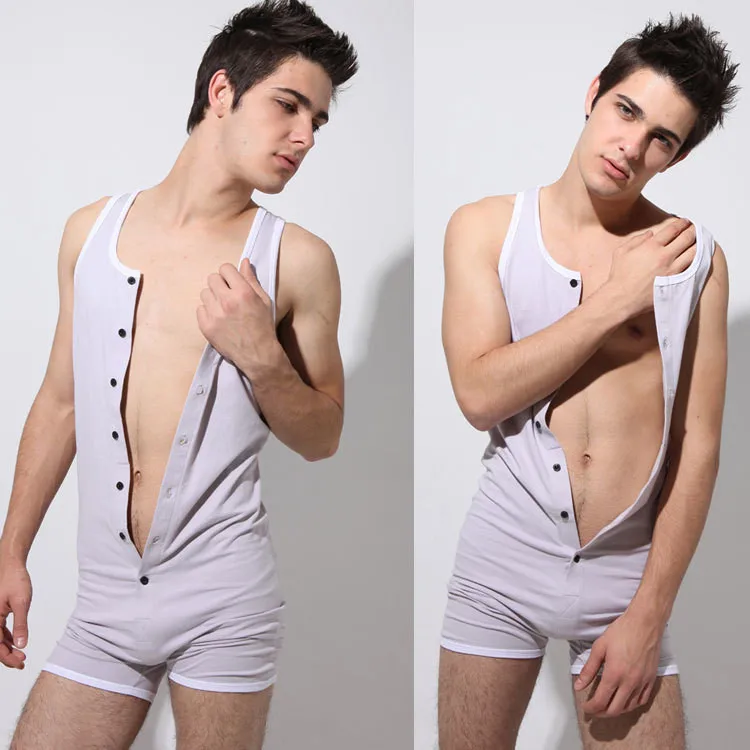 One Piece Suit Pure Cotton Men's Quick Dry Breathable Solid Sleeveless Tank Tops Pajamas Set Male Home Underwear Body Shapers mens brushed cotton pyjamas