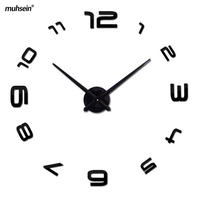 

muhsein best selling home decoration 3d mirror clock fashion personality diy round living room wall clock watch free shipping