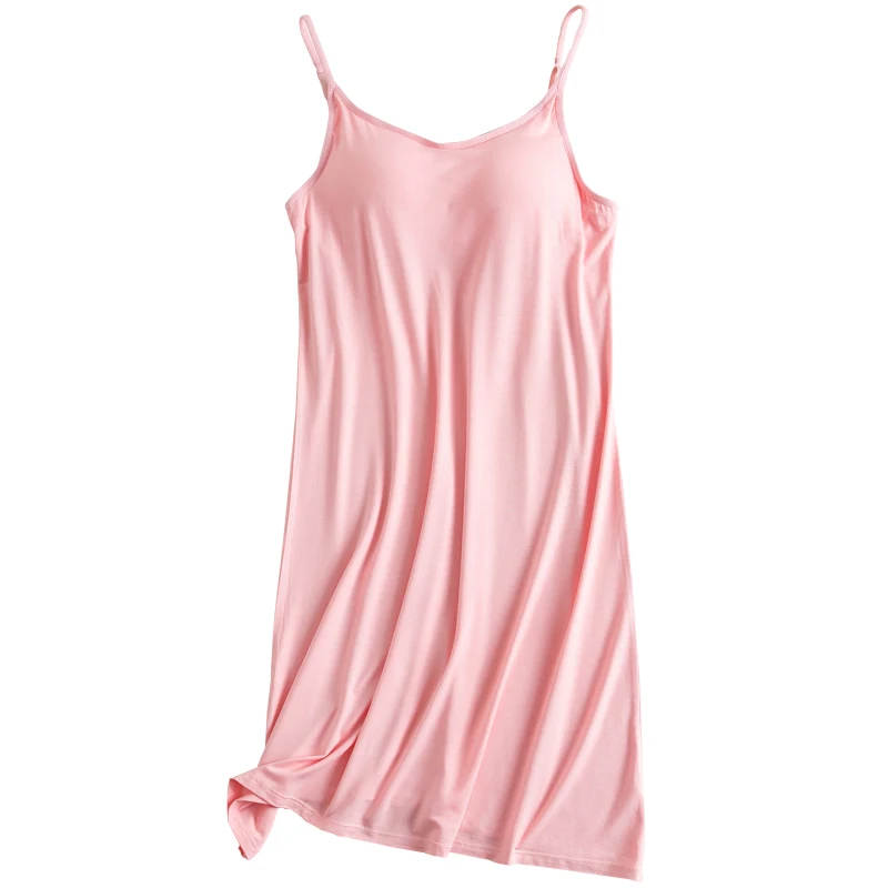 Women Full Slips 4 Colors Modal Sexy Slip Solid Anti Emptied Padded Bra