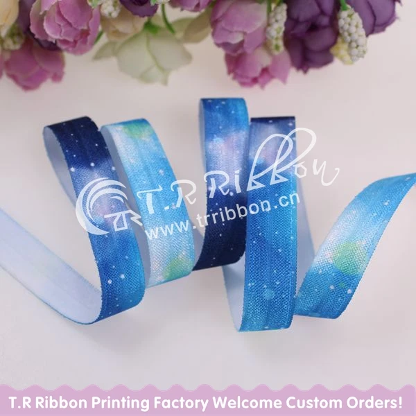 

Rainbow Galaxy Printed FOE, 5/8 inch Heat transfer printed FOE elastic,100 yards/lot