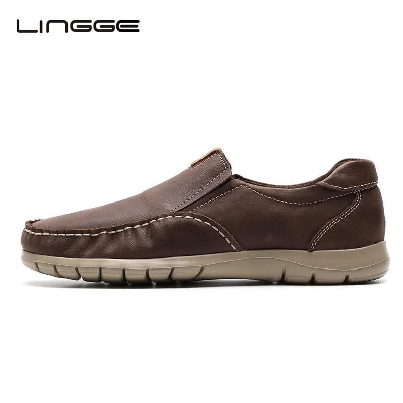 

LINGGE Fashion Casual Men's Loafers, Genuine Leather Shoes For Men, Slip On Men Smart Shoes Leisure #8990