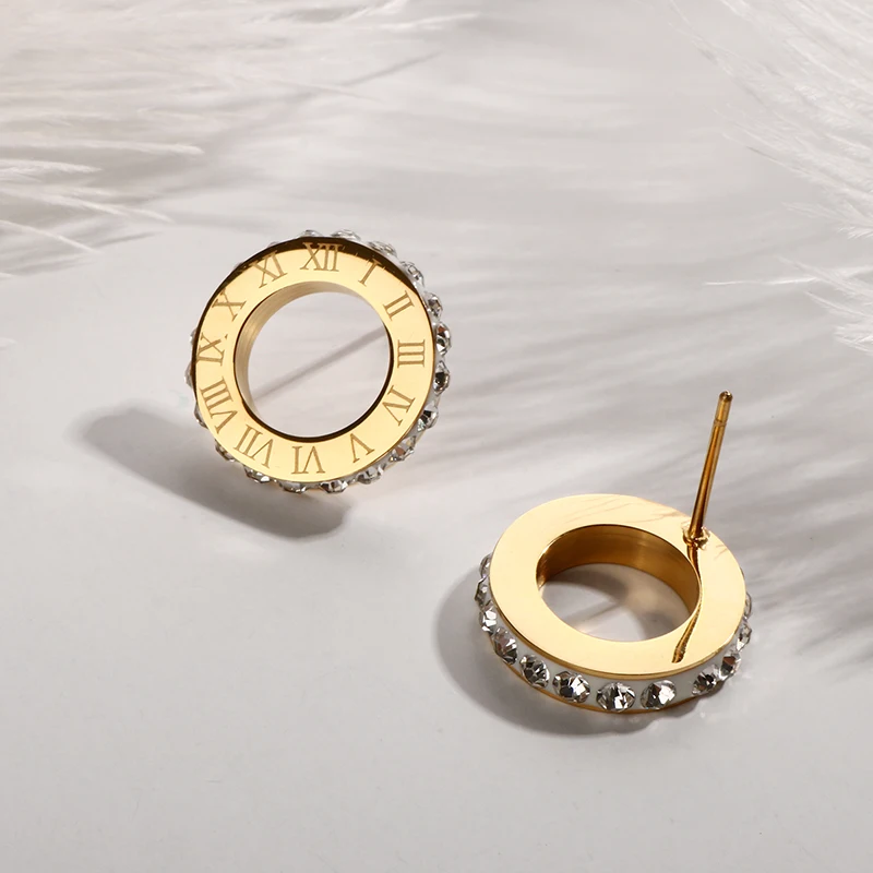 Роскошное золотое ожерелье с кристаллами и римскими цифрами, Женские Подвески для свадебной вечеринки, ожерелье из нержавеющей стали, ювелирное изделие, подарок