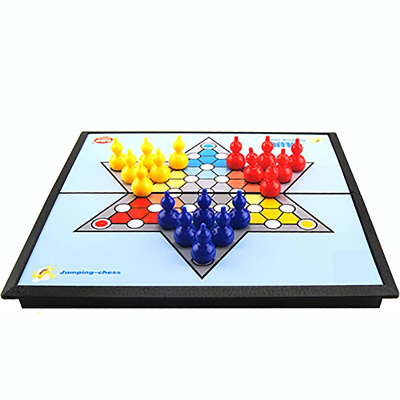 Портативный складной шахматной доске игра шашки шестиугольные шашки 6 цветов китайские шашки головоломки, развивающие игрушки