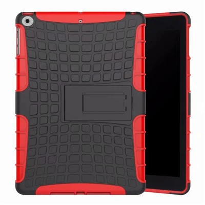 Tablet Case For iPad 9.7'' A1822 A1823 Shockproof Anti-fall Stand Tire pattern Back Cover For Apple iPad Case 9.7 inch - Цвет: Red