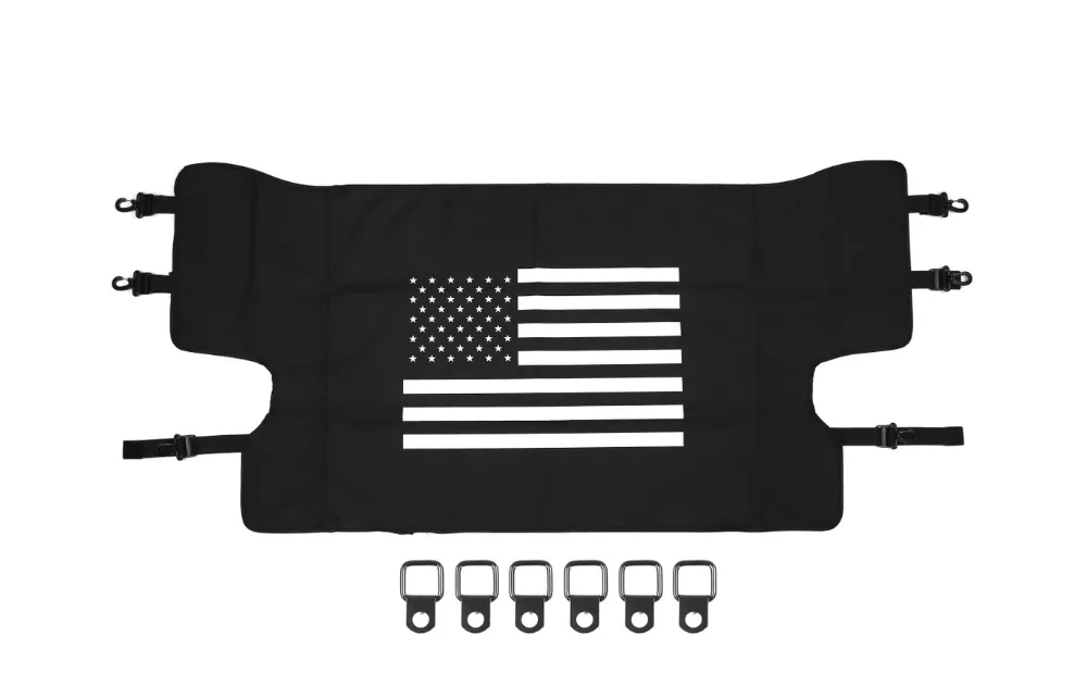 for Jeep Wrangler JL 4 Door Car Luggage Carrier Trunk Curtain Cover+6 Pull Buckles Car Interior Accessories Black 7pcs