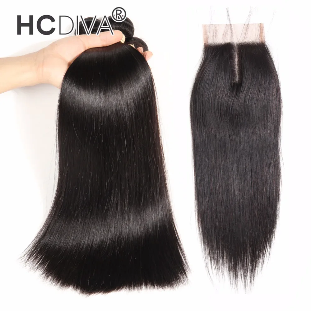 Bone Straight 3 Bundles With Closure Human Hair