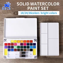 BGLN 18 24 36Colors Solid Watercolor Paint Set Professional Box With Paintbrush Portable Watercolor Pigment Set