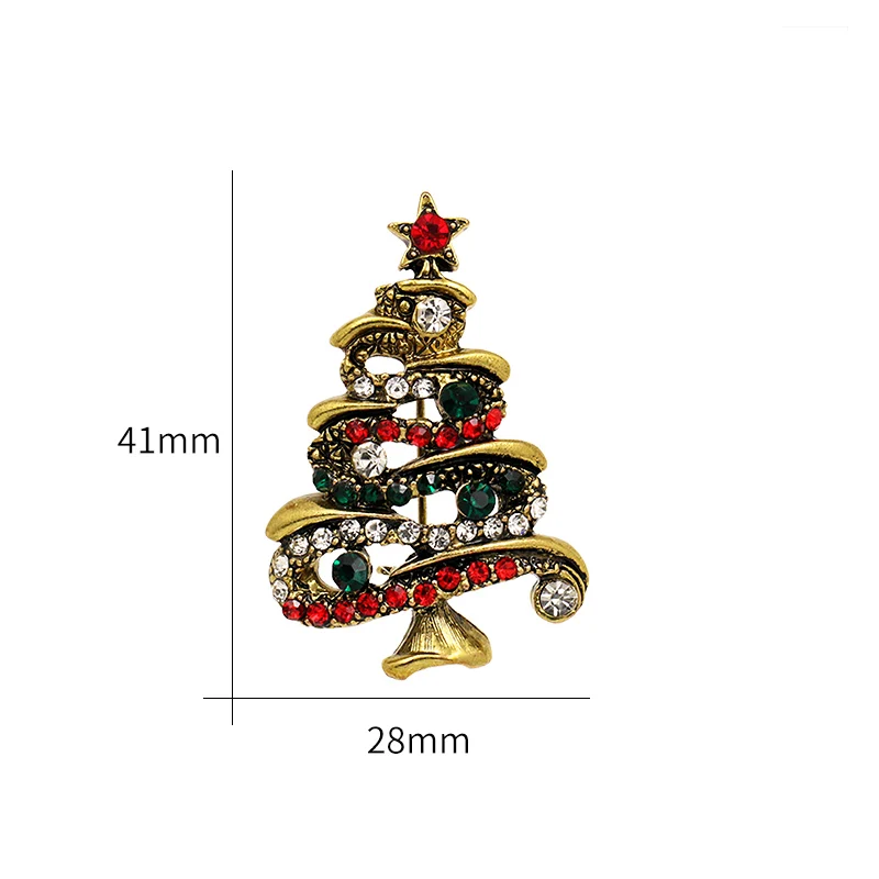 WEIMANJINGDIAN бренд Ассорти зеленый и красный кристалл Стразы Брошь, булавки в виде рождественской елки - Окраска металла: 8261
