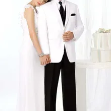 На заказ высокое качество белый жених мужской смокинг костюмы, заказ белый смокинг, по индивидуальному заказу две кнопки пик нагрудные мужские костюмы