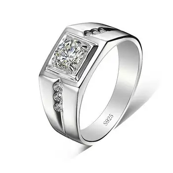 

Ring for Women Men Luxury Jewelry 925 Sterling Silver Round Cut 5A Cubic Zirconia CZ Party Brand New Finger Ring For Lovers Gift