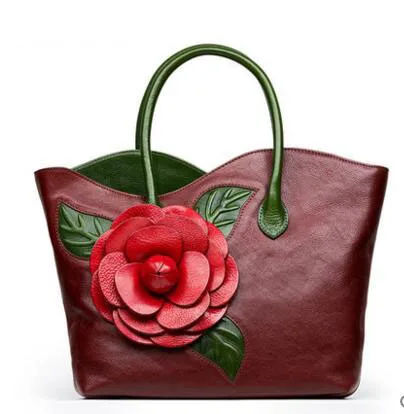 TOMUBIRD Улучшенная воловья кожа дизайнерский Вдохновленный дамы ручной работы объемный брелок в виде цветка ручной работы кожаная сумка сумки - Цвет: Brown