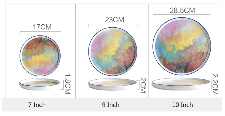 Креативная керамическая тарелка, ручная роспись, Радужное фарфоровое блюдо в стиле вестерн, обеденные тарелки, поднос для обслуживания