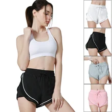 Женские спортивные шорты из одноцветной сетчатой ткани поддельные 2 шт шорты для спорта FI-19ING