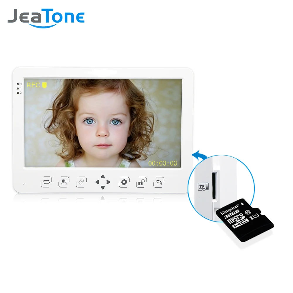 JeaTone 10" New TFT Color Monitor Video Door phone Intercom IR Night Vision Camera Doorbell Video for Home villa / Apartment Kit