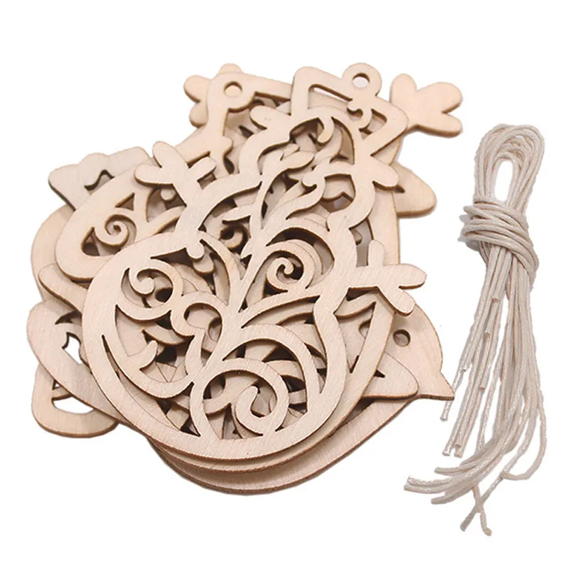 6pcsset New Wooden Labels Christmas Hanging Ornaments Craft Xmas Gifts Toys Christmas Tree Decoration Pendants #F#40NV19 (6)