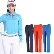 Pgm, женские эластичные штаны для гольфа, спортивная одежда, для девушек, с высокой талией, тонкие брюки, легкие спортивные гольфы, одежда, штаны AA51864