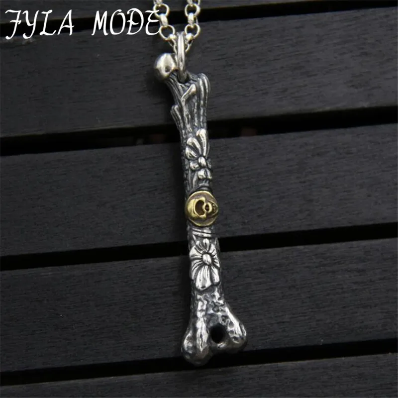 

FYLA MODE 2017 Wholesale Charms 100% Sterling Silver Pendant Bone Shaped Necklace Accessories 12MM 15.50G PBG094