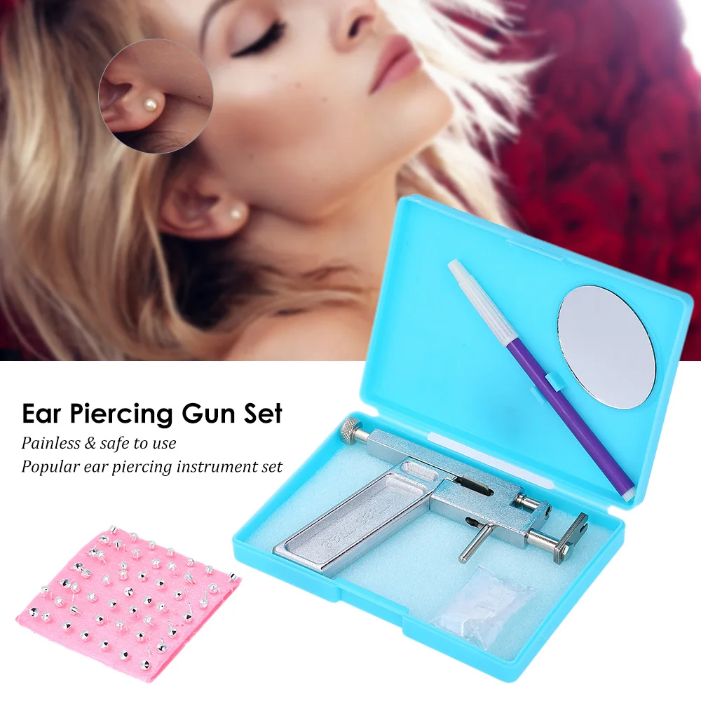 

Disposable No Pain Nose Ear Piercing Tool Kit Safety Sterile Body Navel Ear Nose Piercing Gun Set With 98pcs Earring Studs