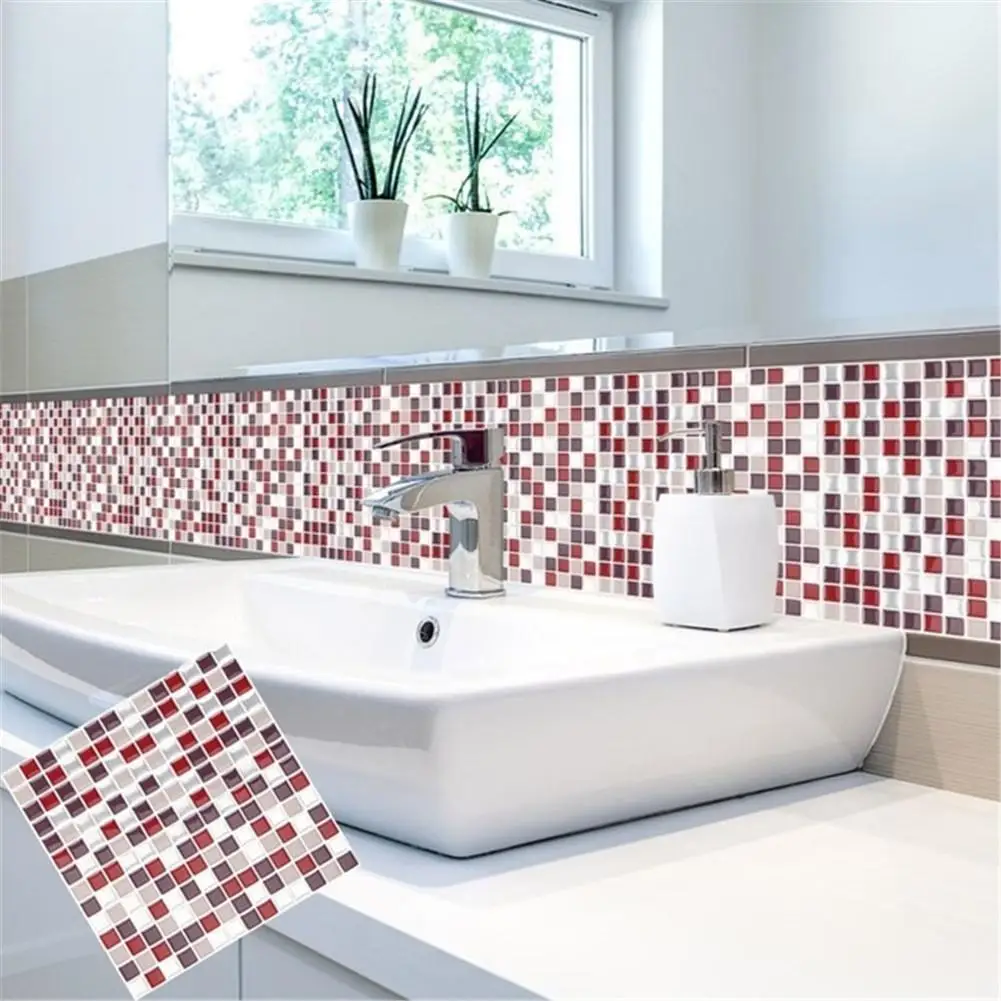 1pc Self Adhesive Mosaic Tile Wall Decal Sticker DIY Waterproof Kitchen