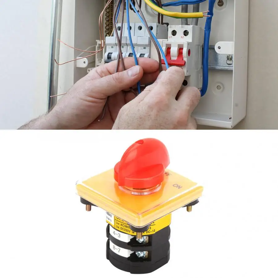 

AC 380V 25A 3-Position Rotary Changeover Switch JYW25-25/2 D2004 Rotary Cam Switch Selector