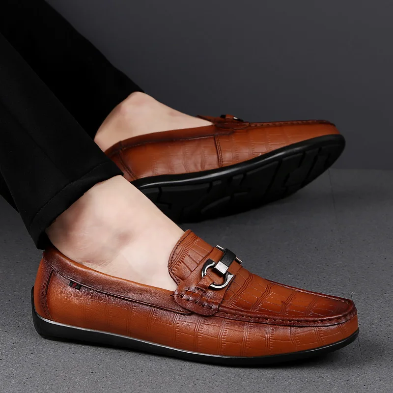 Большие размеры 38-45; модная мужская обувь из натуральной кожи; Повседневная официальная обувь без шнуровки; мужские лоферы; мокасины из натуральной кожи; обувь для вождения