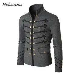 Helisopus осень-зима Для мужчин Slim Fit Куртка Мода Черный, серый цвет Винтаж пальто готика стимпанк пальто Для мужчин