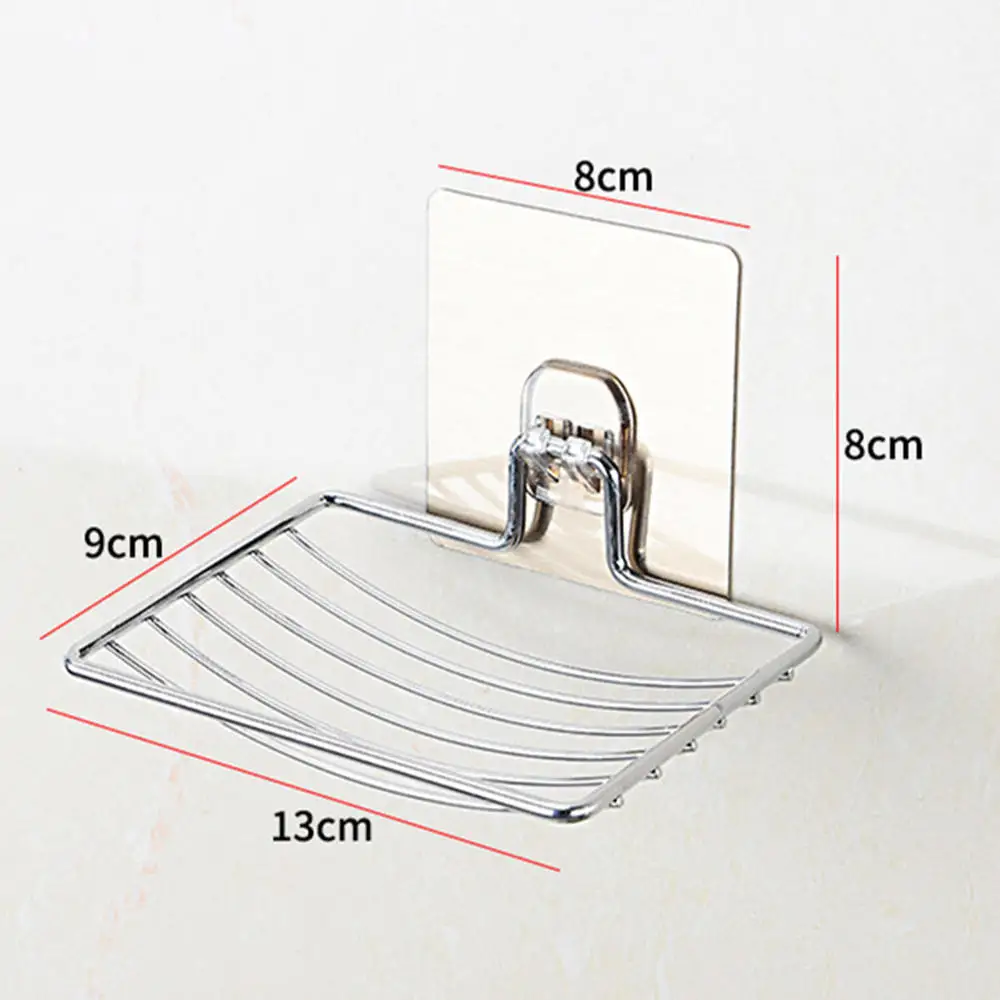 Self Adhesive Stainless Steel Soap Dish Box Bathroom Shelf Storage Rack Holder.