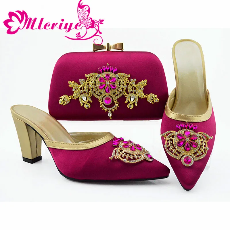 

New Arrival Italian Matching Shoe and Bag Set for Wedding Ladies Sandals with Heels Nigerian Women Party Shoes with Bag Set