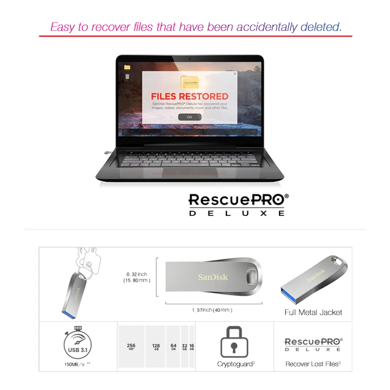 SanDisk Luxe USB 3.1 pen drive 128gb 64gb up to150MB/s Memoria Usb 3.0 Flash Drive 32gb 16gb metal 