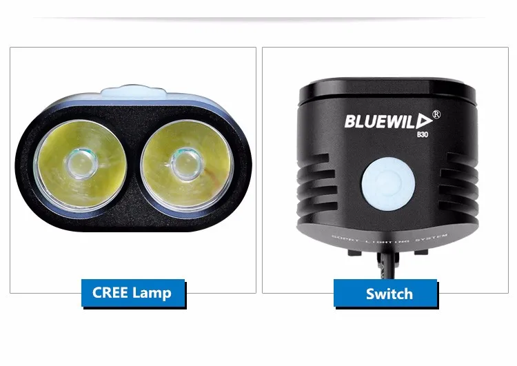 BLUEWILD велосипедный светильник 2x CREE XML T6, велосипедный светильник, 10400 мА/ч, водонепроницаемый аккумулятор, внешний аккумулятор, USB зарядка для телефона, динамика