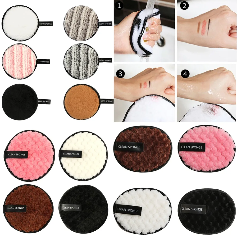 

1pc Soft Microfiber Makeup Remover Face Cleaner Washable Plush Puff Reusable Facial Make Up Remover Wipe Pad Face Cleansing Puff