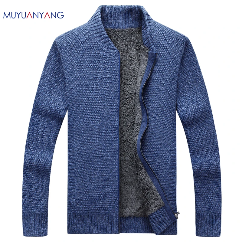 

Mu Yuan Yang Knitwear Sweaters Winter Warm Cardigan Men's Sweater Solid Men Knitwear 2018 Men' s Cardigan Thicken Knitwear Coat
