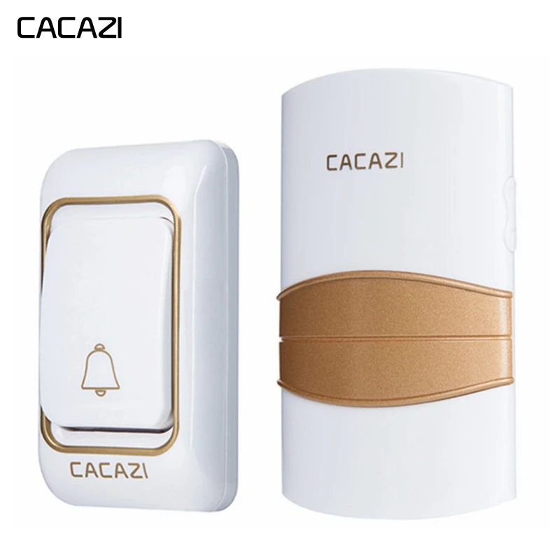 

CACAZI Wireless Doorbell Waterproof 200M Remote 1 Battery Button 1 2 Receiver Smart Home Cordless Bell US EU Plug 38 chimes