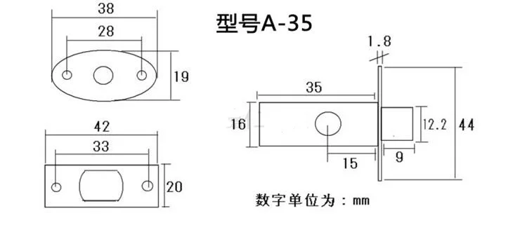 Stainless steel Pipe lock Invisible Mortise door lock Fire door Escape Aisle Furniture hardware accessories